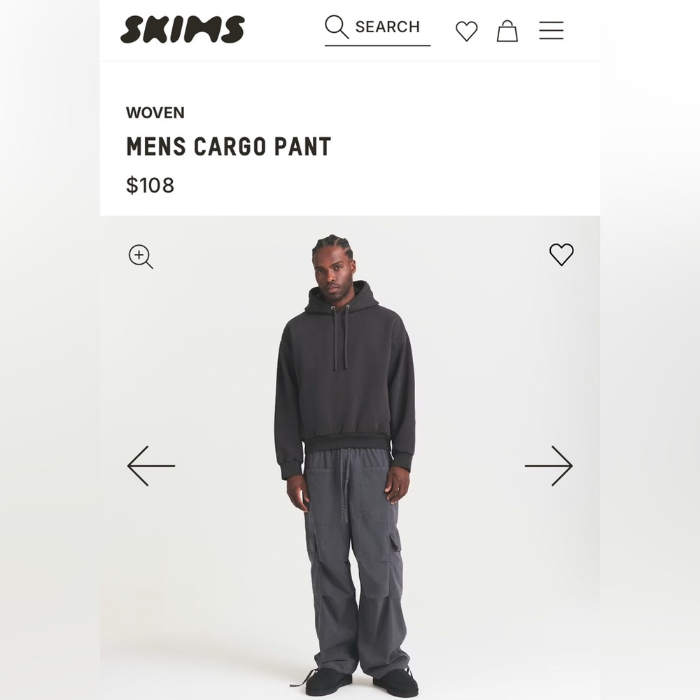 Skims Mens Cargo Pant - Ash
